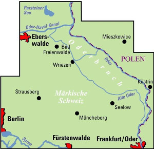 Blattschnitt Fahrradkarte Märkische Schweiz Oderbruch ADFC Regionalkarte